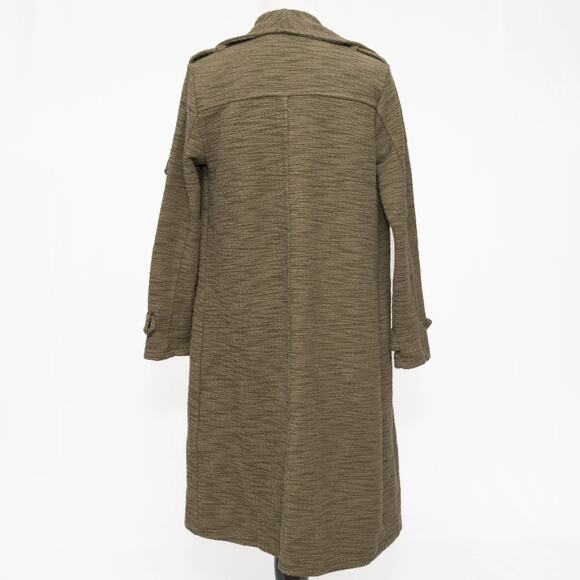 BB Dakota Olive Green Revolution Drapey Boucle Trench Coat Size X Small - Picture 3 of 9